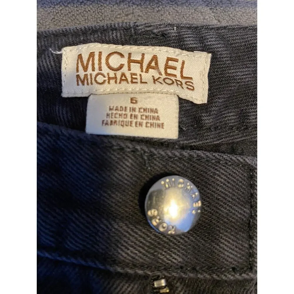 Michael Kors Black Sz 6 Silver Grommet Denim Slight Flare Jeans